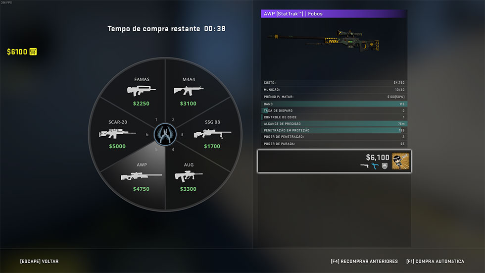 Nova tela de compra de armas CS GO