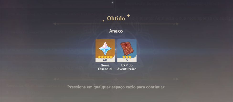 Código de Genshin com 60 Gemas grátis pode ser usado agora