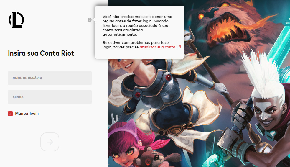 Login League of Legends (Imagem: Riot Games/League of Legends))