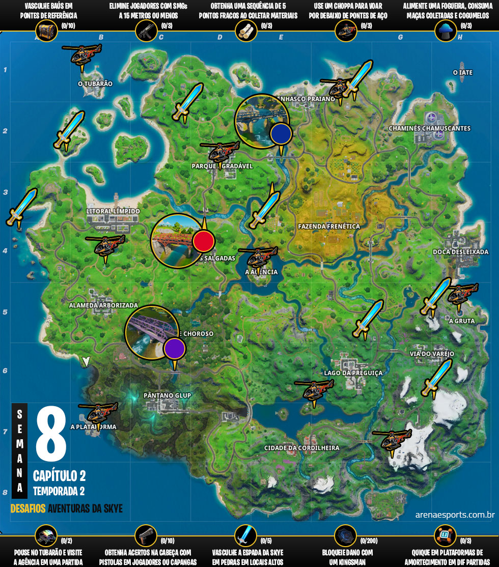 Mapa dos desafios Aventuras da Skye - Semana 2