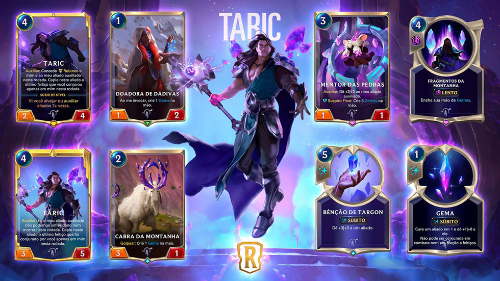 Novas cartas foram apresentadas junto de Taric (imagem: Riot Games/Reprodução)