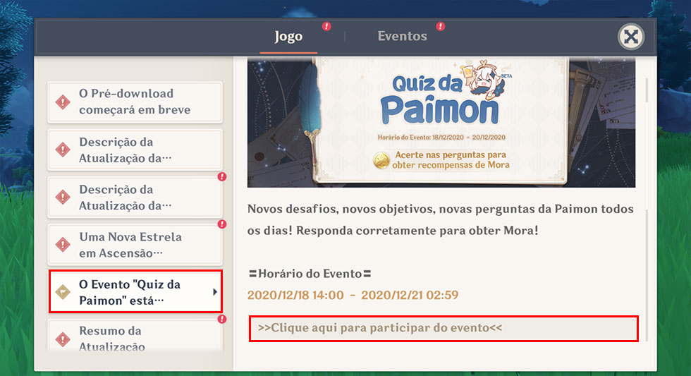 Guias 2.5] Evento Quiz da Paimon, Perguntas & Respostas Genshin Impact