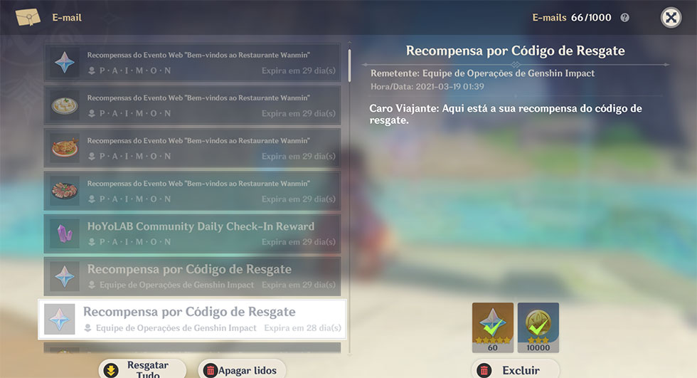 18/01] Novo Código de Resgate (60 Gemas Grátis) - Genshin Impact