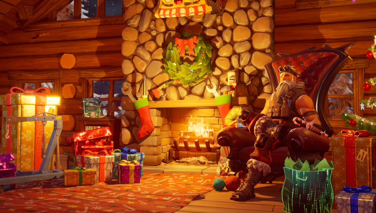 Para chegar na lareira você deve clicar em primeiro no "Papai Noel" (Imagem: Epic Games)