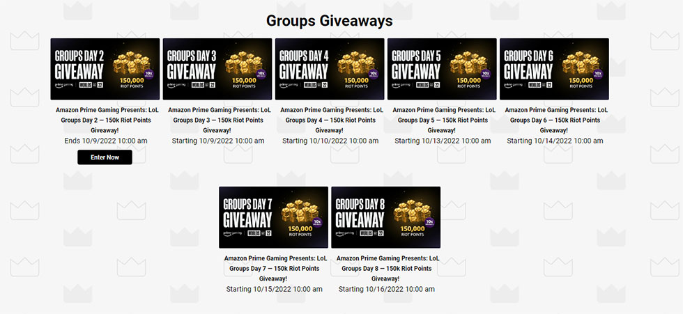 Prime Gaming Presents: LoL Groups Day 8 — 150k Riot Points Giveaway!