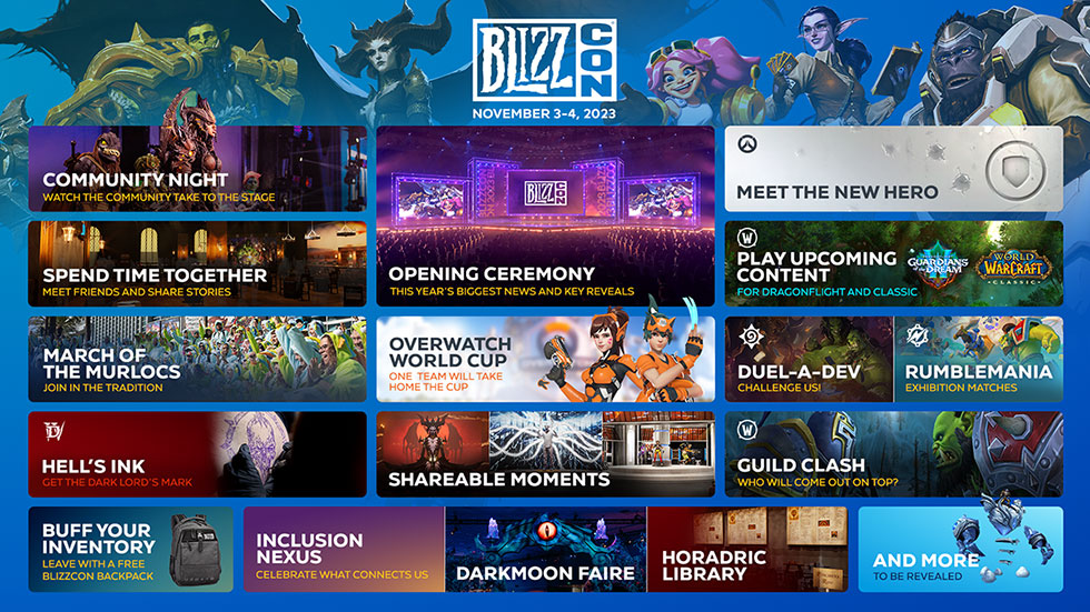 Cronograma inicial da BlizzCon 2023 (Imagem: Blizzard)