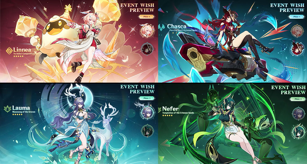 Banners da Versão 6.5 (Imagem: Montagem/HoYoverse)