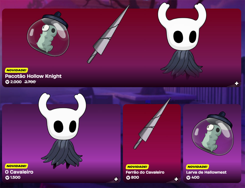 Itens de Hollow Knight já podem ser comprados pelos jogadores (Imagem: Epic Games)